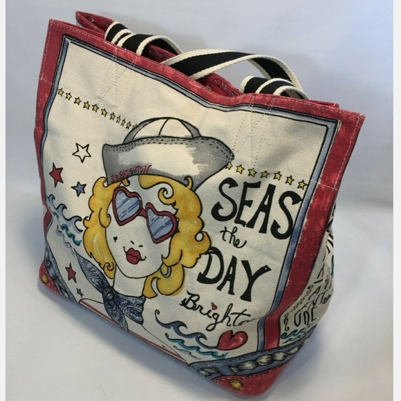 Brighton Handbags - Brighton Stowaway Seas The Day Sailor Canvas  Tote 14.5" x 15.5" x 8"